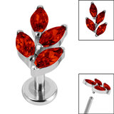 Titanium Internally Threaded Labrets 1.2mm - Titanium Claw Set Marquise Jewelled Leaf - SKU 69900