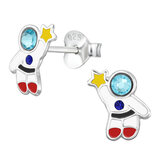 Sterling Silver Spaceman Ear Stud Earrings - SKU 69927