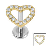 Titanium Internally Threaded Labrets 1.2mm - Titanium Pave Set Jewelled Everlasting Heart - SKU 69942