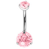 Belly Bar - Titanium Internal Thread Claw Set Double Jewelled Firework - SKU 69956