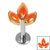 Titanium Internally Threaded Labrets 1.2mm - Titanium Claw Set Carnelian Marquise Stone Leaves Trio Top - SKU 69966