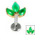 Titanium Internally Threaded Labrets 1.2mm - Titanium Claw Set Green Aventurine Marquise Stone Leaves Trio Top - SKU 69988