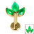 Titanium Internally Threaded Labrets 1.2mm - Titanium Claw Set Green Aventurine Marquise Stone Leaves Trio Top - SKU 69994