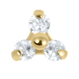 Gold Titanium Claw Set CZ Jewelled Mini Trinity for Internal Thread shafts in 1.2mm - SKU 70017