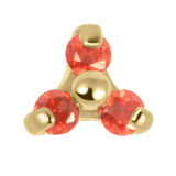 Gold Titanium Claw Set CZ Jewelled Mini Trinity for Internal Thread shafts in 1.2mm - SKU 70019