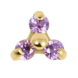 Gold Titanium Claw Set CZ Jewelled Mini Trinity for Internal Thread shafts in 1.2mm - SKU 70020