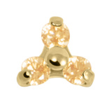 Gold Titanium Claw Set CZ Jewelled Mini Trinity for Internal Thread shafts in 1.2mm - SKU 70022