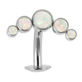 Titanium Threadless Floating Navel Bar - Titanium Bezel Set 5 Opal Crescent 1.6mm - SKU 70207