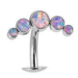 Titanium Threadless Floating Navel Bar - Titanium Bezel Set 5 Opal Crescent 1.6mm - SKU 70208