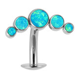 Titanium Threadless Floating Navel Bar - Titanium Bezel Set 5 Opal Crescent 1.6mm - SKU 70210