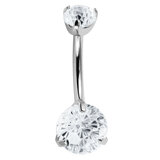 Belly Bar - Titanium Internal Thread Claw Set Double Jewelled Firework - SKU 70240