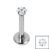 Titanium Internally Threaded Labrets 1.2mm - Titanium Claw Set Jewelled Square - SKU 70251