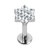 Titanium Internally Threaded Labrets 1.2mm - Titanium Claw Set Jewelled Primrose Flower - SKU 70369