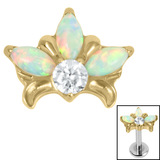 Titanium Claw Set Opal and Jewel Water Lily for Internal Thread shafts in 1.2mm - SKU 70662