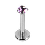 Titanium Internally Threaded Labrets 1.2mm - Titanium Claw Set Jewelled Round Stone Tops - SKU 70739