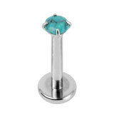 Titanium Internally Threaded Labrets 1.2mm - Titanium Claw Set Jewelled Round Stone Tops - SKU 70754