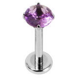 Titanium Internally Threaded Labrets 1.2mm - Titanium Claw Set Jewelled Round Stone Tops - SKU 70759