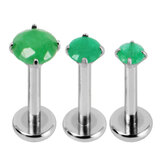 Titanium Triple Piercing with Titanium Tops - Internally Threaded Claw Set Round Stone Tops 1.2mm - SKU 70779