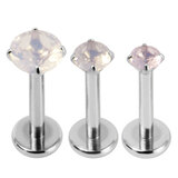 Titanium Triple Piercing with Titanium Tops - Internally Threaded Claw Set Round Stone Tops 1.2mm - SKU 70783