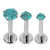 Titanium Triple Piercing with Titanium Tops - Internally Threaded Claw Set Round Stone Tops 1.2mm - SKU 70785