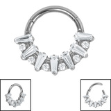 Titanium Claw Set Moonlight Jewelled Hinged Clicker Ring - SKU 70953