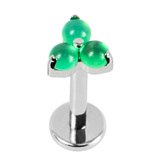 Titanium Internally Threaded Labrets 1.2mm - Titanium Claw Set Aventurine Trinity stone top - SKU 71017