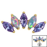 Titanium Threadless (Bend fit) (Infinity) Claw Set 5 Marquise Opal and Jewel Fan - SKU 71438