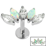 Titanium Threadless Labrets - Titanium (Bend-fit) (Infinity) Claw Set 5 Marquise Opal and Jewel Fan - SKU 71439