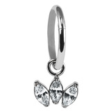 Titanium Hinged Segment Ring with Titanium Claw Set 3 Jewel Marquise Fan - SKU 71614