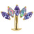 Titanium Threadless Floating Navel Bar - Titanium Claw Set 5 Opal and Jewel Marquise Fan 1.6mm - SKU 71659