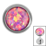 Titanium Bezel Set Opal Disk for Internal Thread shafts in 1.2mm - SKU 71666