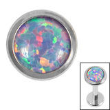 Titanium Bezel Set Opal Disk for Internal Thread shafts in 1.2mm - SKU 71668