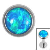 Titanium Bezel Set Opal Disk for Internal Thread shafts in 1.2mm - SKU 71669