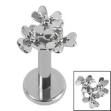 Titanium Internally Threaded Labrets 1.2mm - Steel Posy Of Flowers - SKU 71688