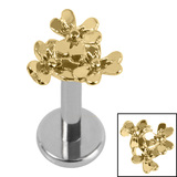 Titanium Internally Threaded Labrets 1.2mm - Steel Posy Of Flowers - SKU 71694