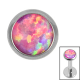 Titanium Threadless (Bend fit) (Infinity) Bezel Set Opal Disk - SKU 71701