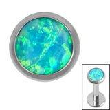 Titanium Threadless (Bend fit) (Infinity) Bezel Set Opal Disk - SKU 71703