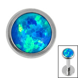 Titanium Threadless (Bend fit) (Infinity) Bezel Set Opal Disk - SKU 71705