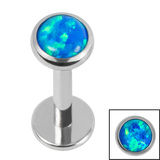 Titanium Threadless Labrets - Titanium (Bend-fit) (Infinity) Bezel Set Opal Disk - SKU 71720