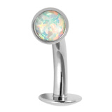 Titanium Threadless Floating Navel Bar - Titanium Bezel Set Opal Disk1.6mm - SKU 71781