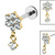 Titanium Internally Threaded Labrets 1.2mm - Titanium Jewelled Primrose Flower with Solitaire Drop - SKU 71836